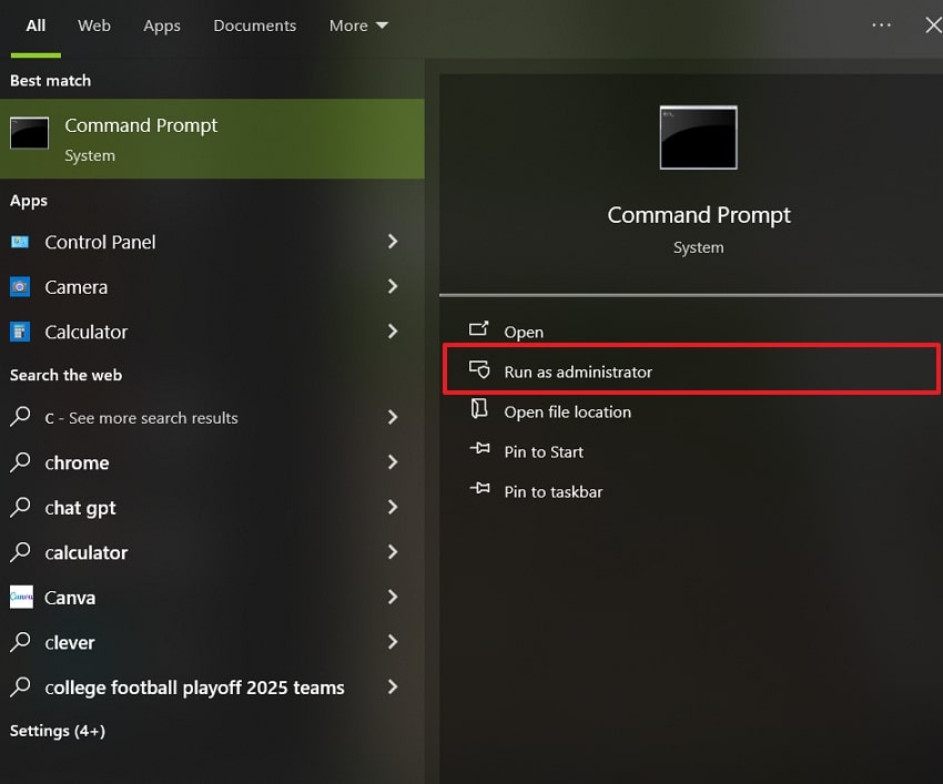 access cmd as an administrator